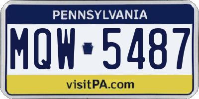 PA license plate MQW5487