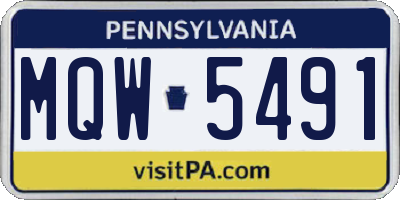PA license plate MQW5491