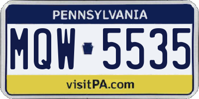 PA license plate MQW5535