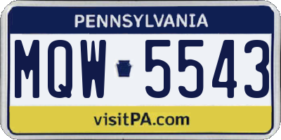 PA license plate MQW5543