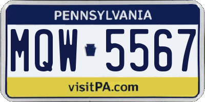PA license plate MQW5567