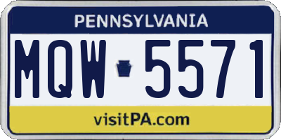 PA license plate MQW5571