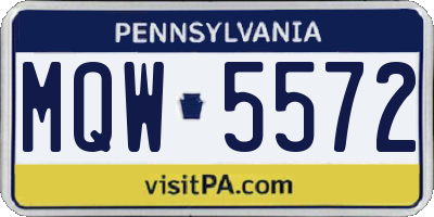 PA license plate MQW5572