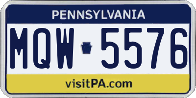 PA license plate MQW5576