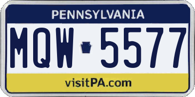 PA license plate MQW5577