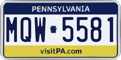 PA license plate MQW5581