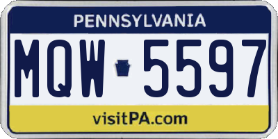 PA license plate MQW5597