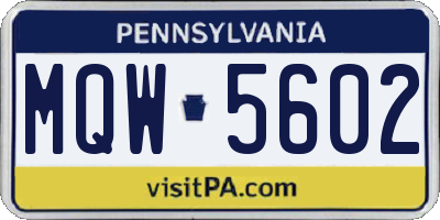 PA license plate MQW5602