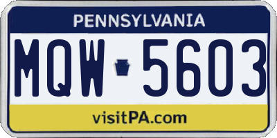PA license plate MQW5603