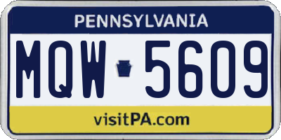 PA license plate MQW5609
