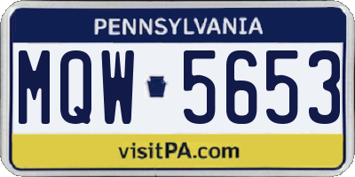 PA license plate MQW5653