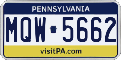 PA license plate MQW5662
