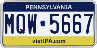 PA license plate MQW5667