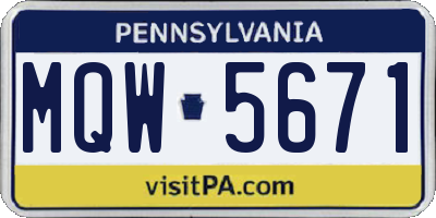 PA license plate MQW5671