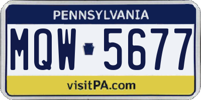 PA license plate MQW5677