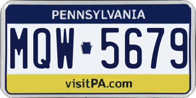 PA license plate MQW5679