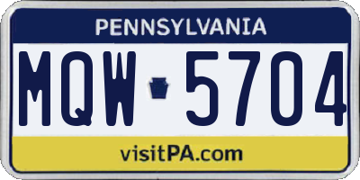 PA license plate MQW5704