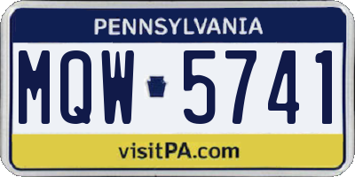 PA license plate MQW5741