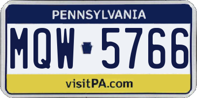 PA license plate MQW5766