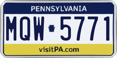 PA license plate MQW5771