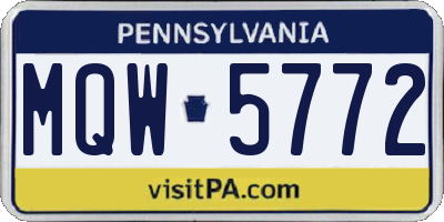 PA license plate MQW5772