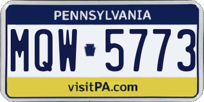 PA license plate MQW5773