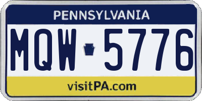 PA license plate MQW5776
