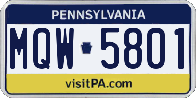 PA license plate MQW5801