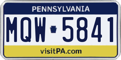PA license plate MQW5841