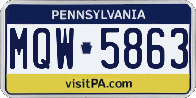 PA license plate MQW5863