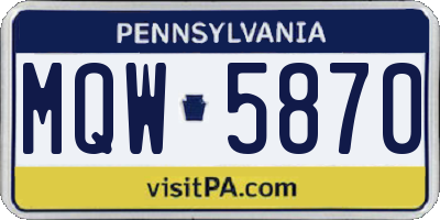 PA license plate MQW5870