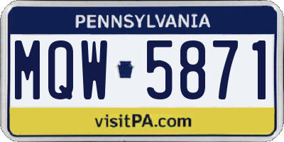 PA license plate MQW5871