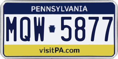 PA license plate MQW5877