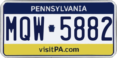 PA license plate MQW5882