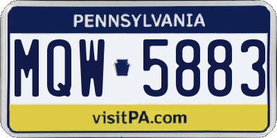 PA license plate MQW5883