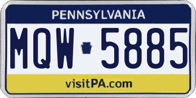 PA license plate MQW5885