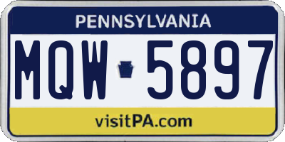 PA license plate MQW5897
