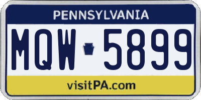PA license plate MQW5899