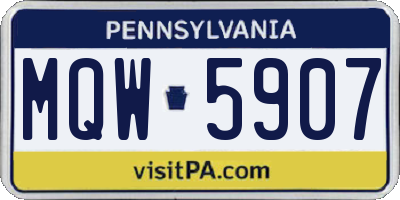 PA license plate MQW5907