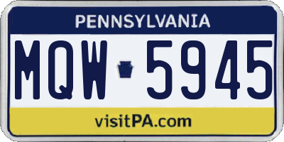 PA license plate MQW5945