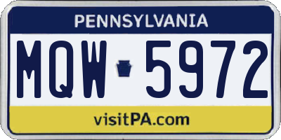 PA license plate MQW5972