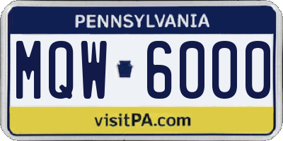 PA license plate MQW6000