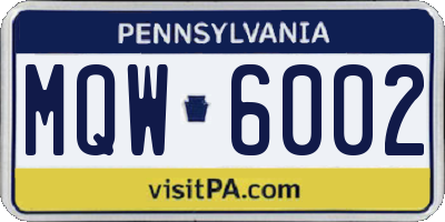 PA license plate MQW6002