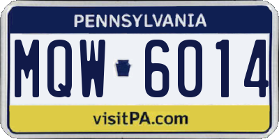 PA license plate MQW6014