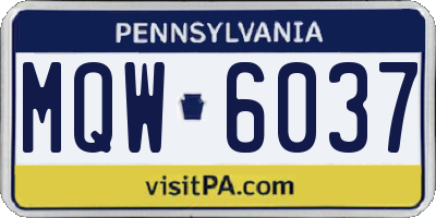 PA license plate MQW6037