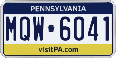 PA license plate MQW6041