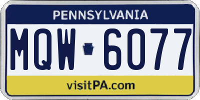 PA license plate MQW6077