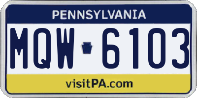 PA license plate MQW6103