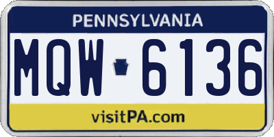 PA license plate MQW6136