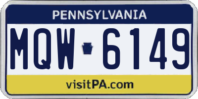PA license plate MQW6149